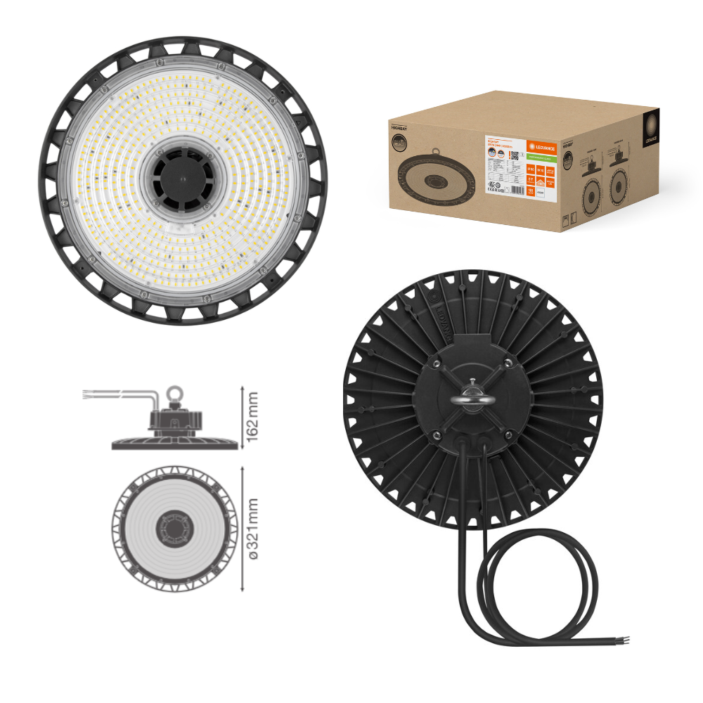 Ledvance HB P 200W 840 110DEG IP66 PS 4058075844339 packaging, front and rear images