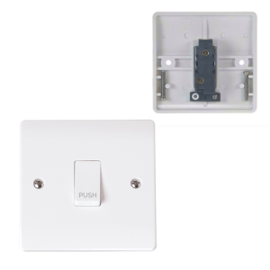 Scolmore Mode 10AX 1 Gang 1 Way Retractive Plate Push Switch