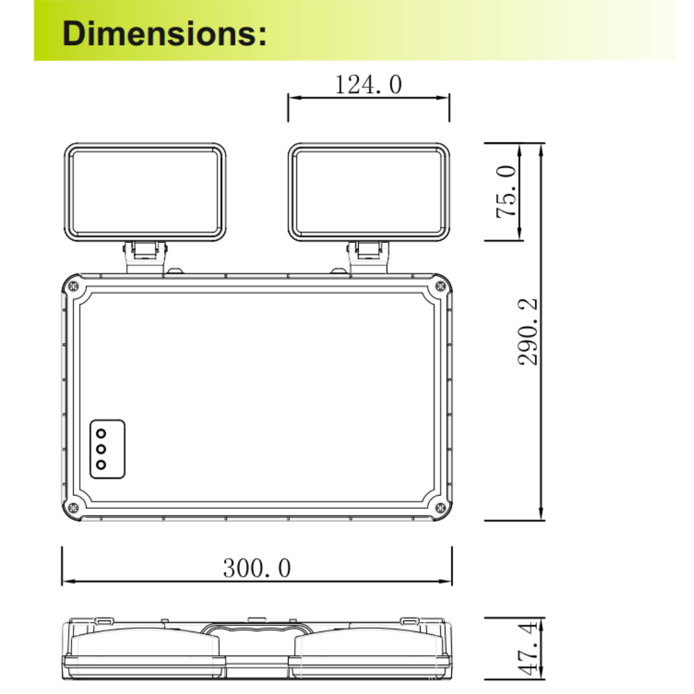 3w LED Emergency Twin Spot IP65 Self-test & Manual Test - Image 3