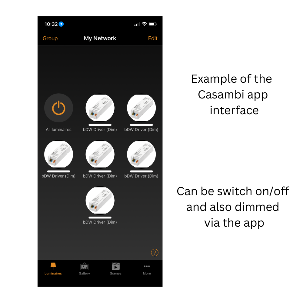 Casambi App Interface - Direct Lighting Supplies